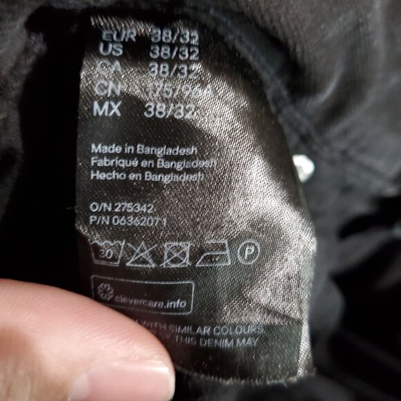H&M Jeans Men Size 38x32 Black &Denim Slim Tapered Fit Stretch Cotton Denim - Picture 3 of 10